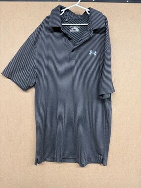 Under Armour Men’s Black & Gray Striped Polo